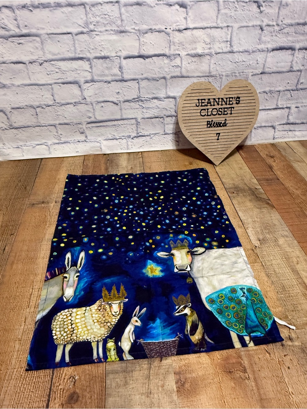 GreenBox Art Holiday Animal Nativity Tea Towel - Cathy Walters - 100% Cotton